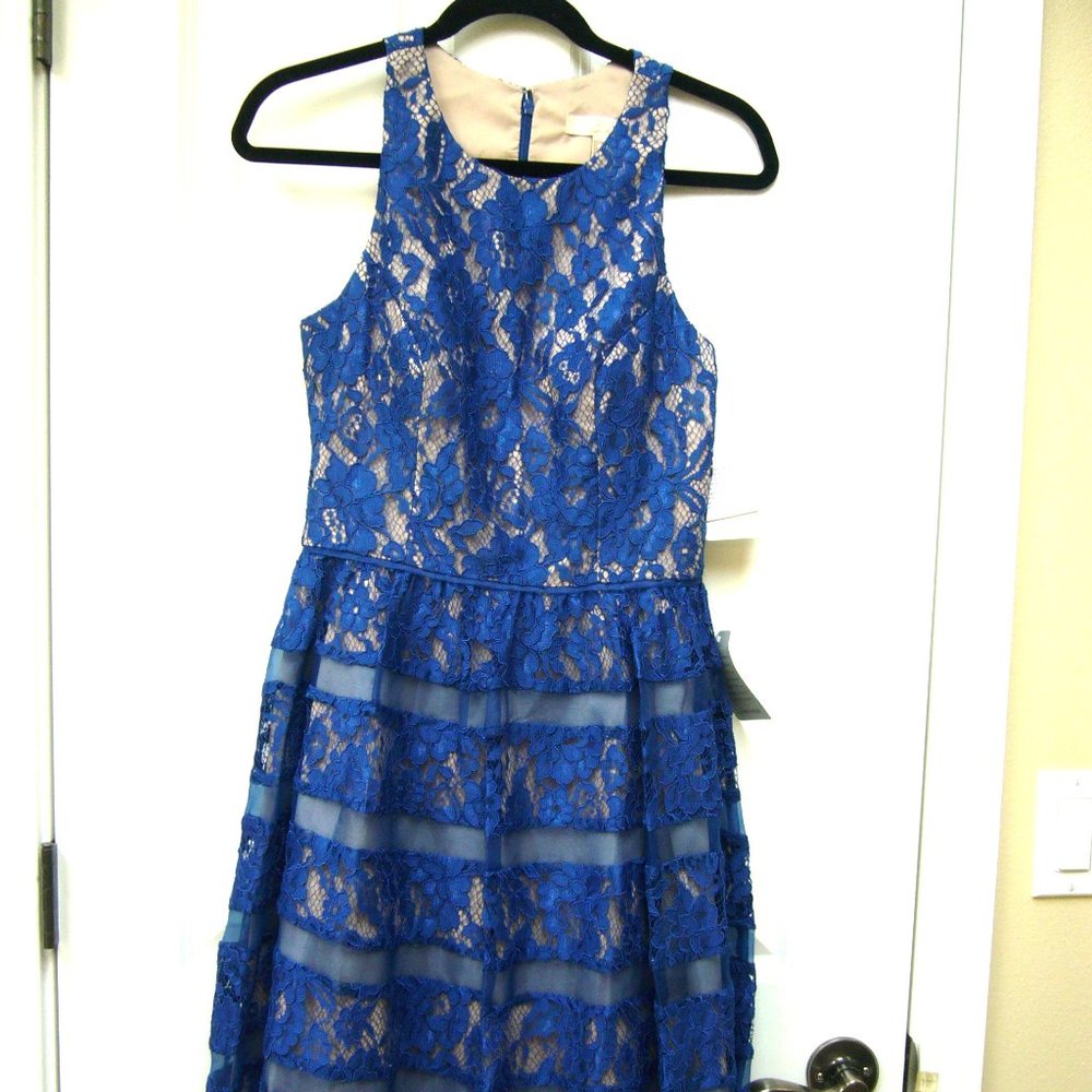 New Aidan Mattox Organza Lace Cocktail Dress Sz 8